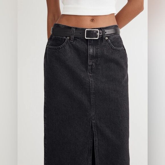 *Flaw-Spot* Madewell Denim Mid-Rise Maxi Skirt Size 33 in Lunar Wash NWT - Picture 5 of 14